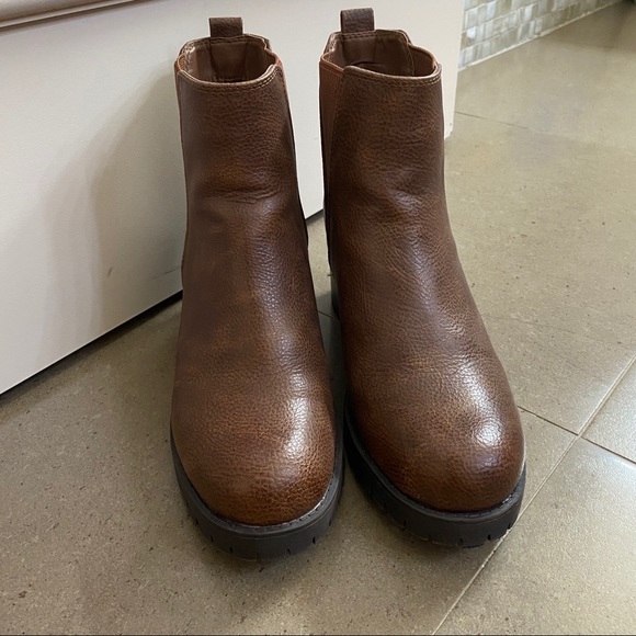 MIA Brown heeled booties vegan leather 9 - Picture 3 of 5